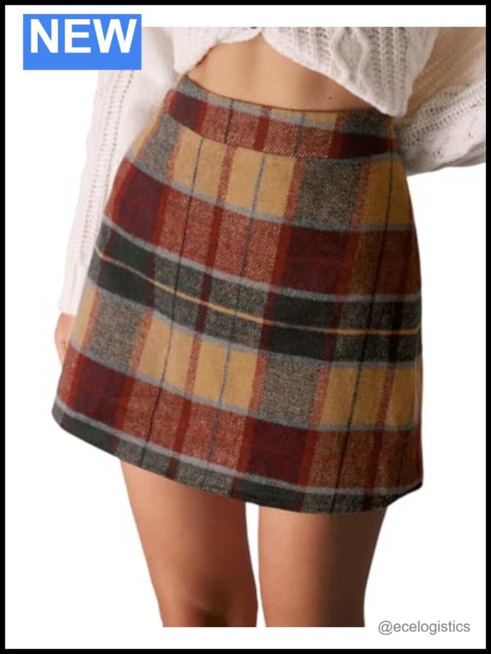 Women's High Waist A-Line Plaid Mini Pencil Skirt Fall Winter